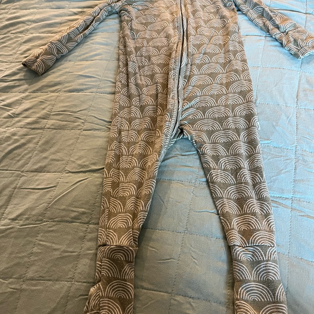 Brave Little Ones Green Rainbow Gender Neutral Onesie Pajamas PJs Fold Over Feet